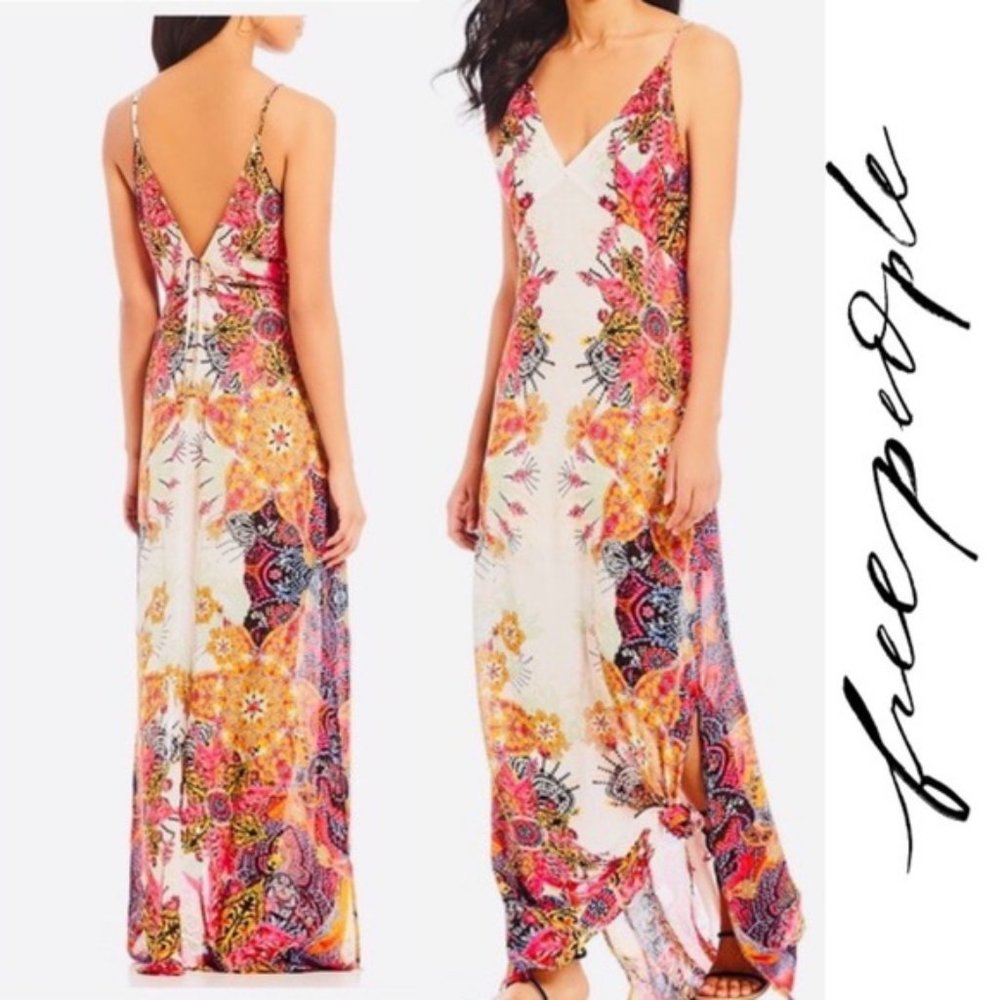 Free People • NWT Printed Maxi Slip Dress, XS